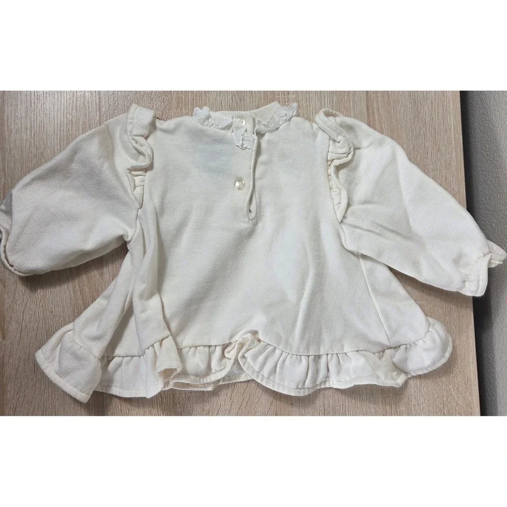 Vintage Baby Girl 6-9M Bundle Floral Romper Lace Ruffle Outfit 90s